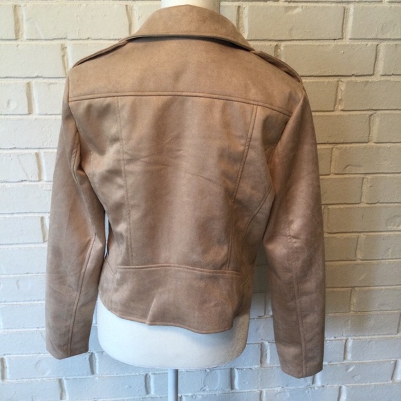 Steve Madden Ladies Suede Moto Tan Jacket Size large - Picture 4 of 6